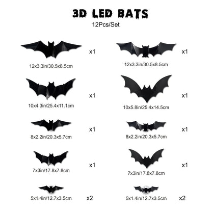 💥💥🦇 Halloween 3D Illuminated Bats
