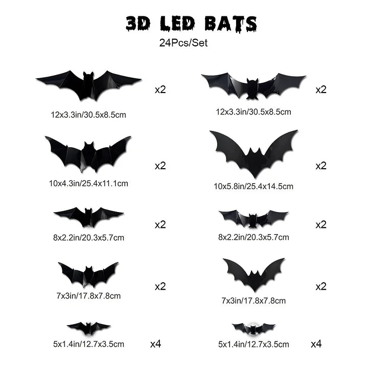 💥💥🦇 Halloween 3D Illuminated Bats
