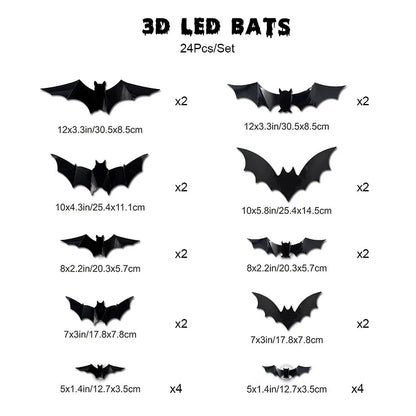 💥💥🦇 Halloween 3D Illuminated Bats