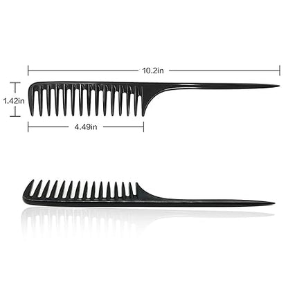 Professional Wide-Tooth Rat Tail Comb – Anti-Static Hair Sectioning and Styling Comb
