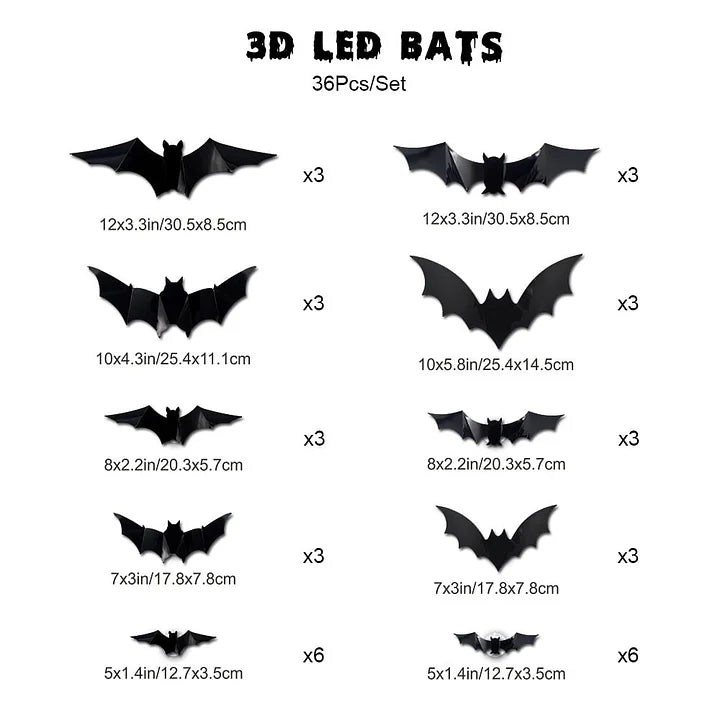 💥💥🦇 Halloween 3D Illuminated Bats