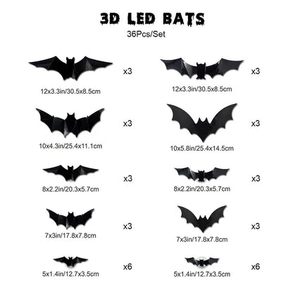 💥💥🦇 Halloween 3D Illuminated Bats